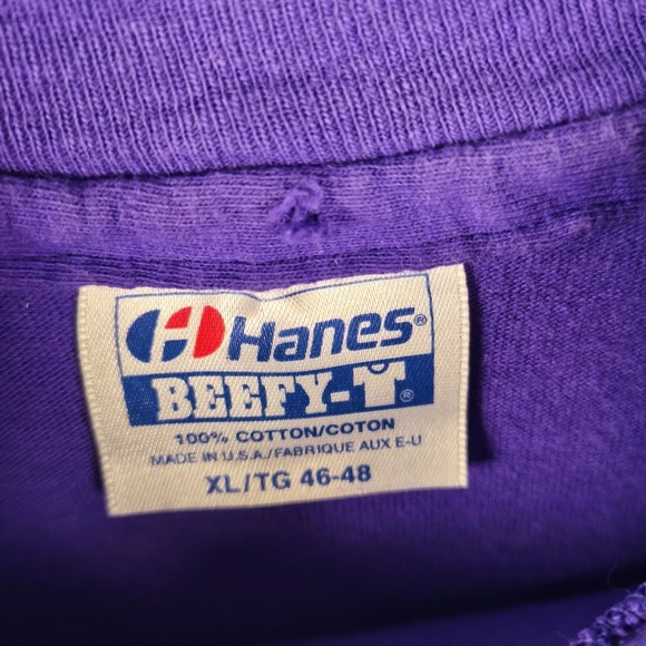 Vtg Hanes Beefy-T XLarge Purple Single Stitch Made In USA Durango Colorado 90s - Picture 5 of 10